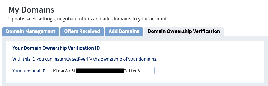 sedo domain ownership verification