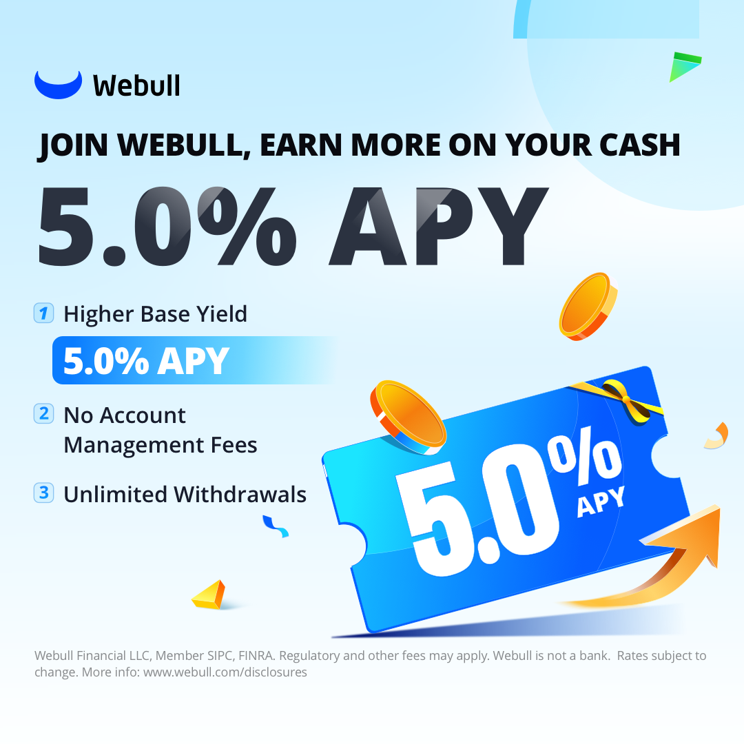 Webull New Users Promotion in June - 12 FREE Stocks + 5.0% Apy +  cash