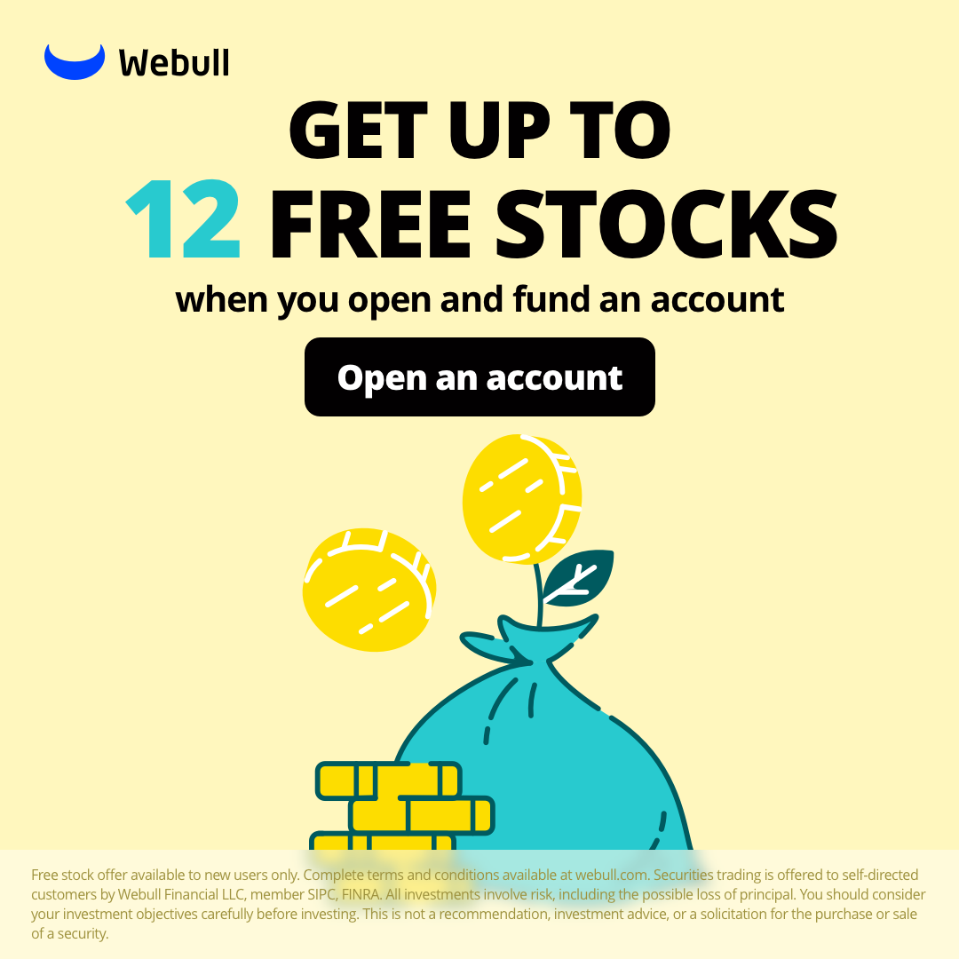 Webull New Users Promotion in June - 12 FREE Stocks + 5.0% Apy +  cash